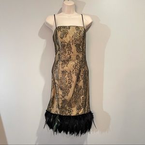 Ignite Evenings Lace and Feather Dress